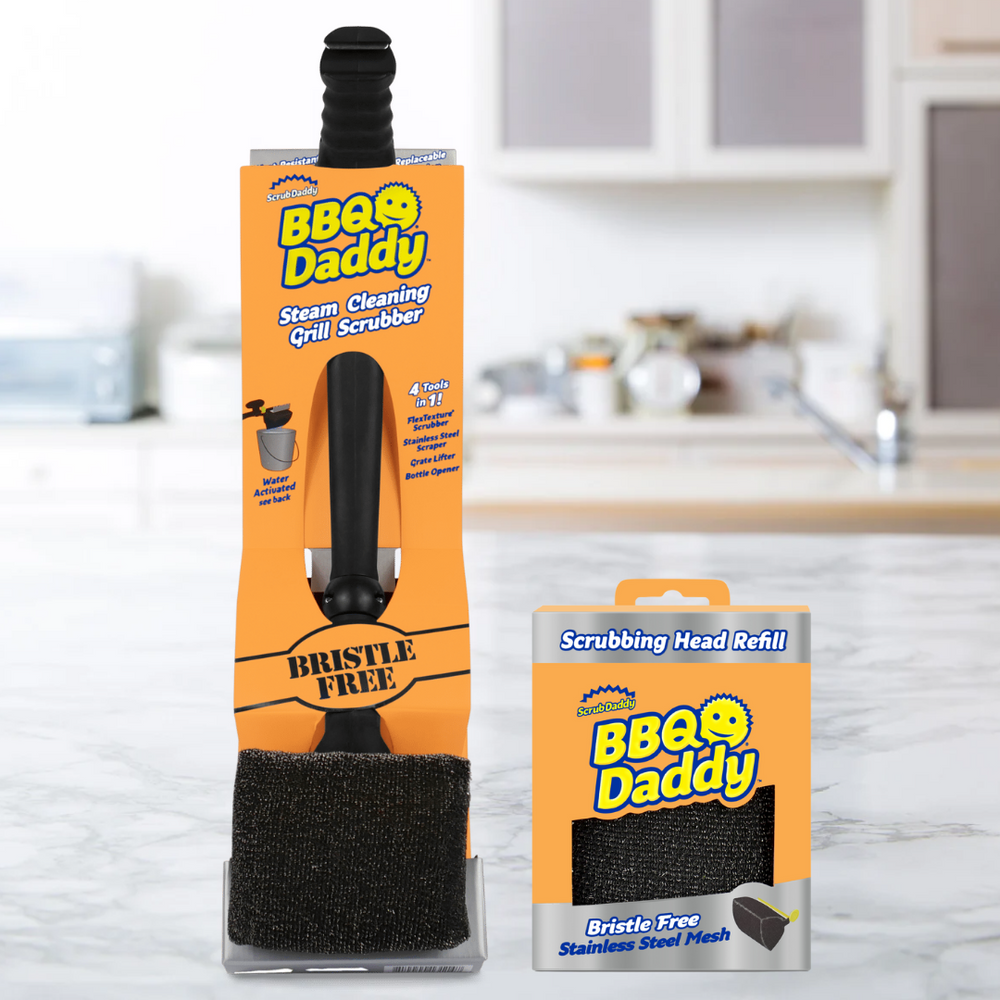  Scrub Daddy BBQ Daddy Grill Brush Head Refill - Bristle Free  Steam Cleaning Scrubber for BBQ Daddy Grill Brush - Grill Cleaning Brush  Attachment with ArmorTec Steel Mesh for Grill Grates (