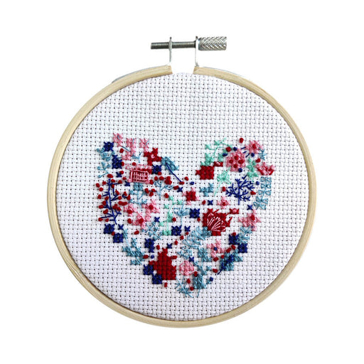 Make It Cross Stitch Kit 4 inch Round - Flower Heart