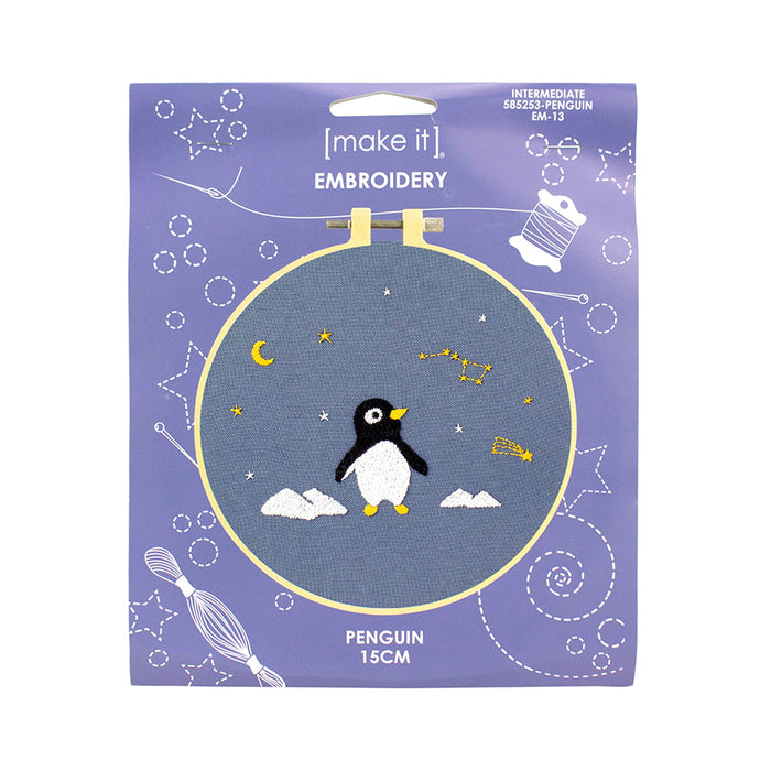 Make It  Embroidery Kit - Penguin - 12.5 x 9.6 cm