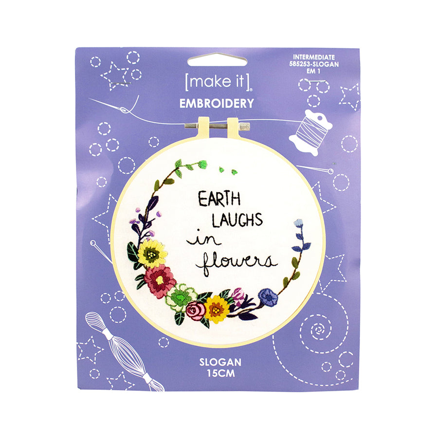 Make It  Embroidery Kit - Slogan  - 13.7 x 12.7 cm