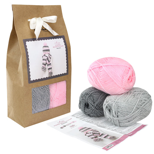 Ava Striped Beanie & Scarf Kit - Birch Yarn Kit