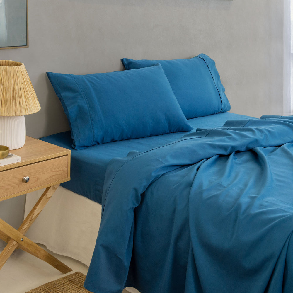 Royal Comfort - Balmain 1000TC Bamboo cotton Sheet Sets (Queen) - Mineral Blue