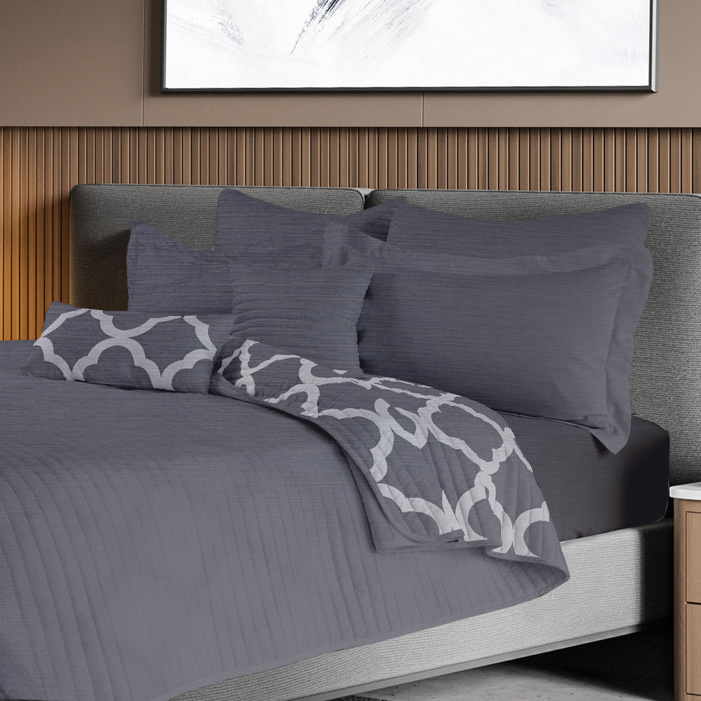 Royal Comfort Bamboo Cooling Reversible 7pc Comforter Set - King - Charcoal