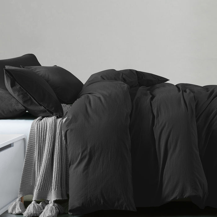 Royal Comfort Jersey Cotton Quilt Cover Set-King - Charcoal Marle