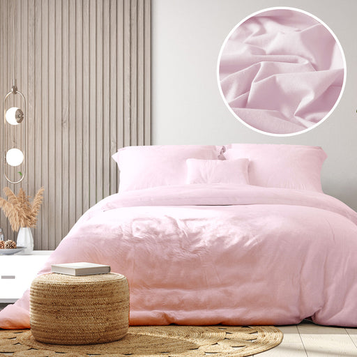Royal Comfort Jersey Cotton Quilt Cover Set-King - Pink Marle