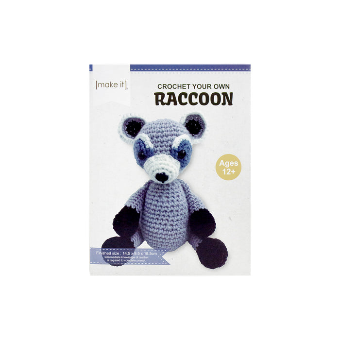 DIY Crochet-Racoon 14.5 x 9.5 x 18.5cm