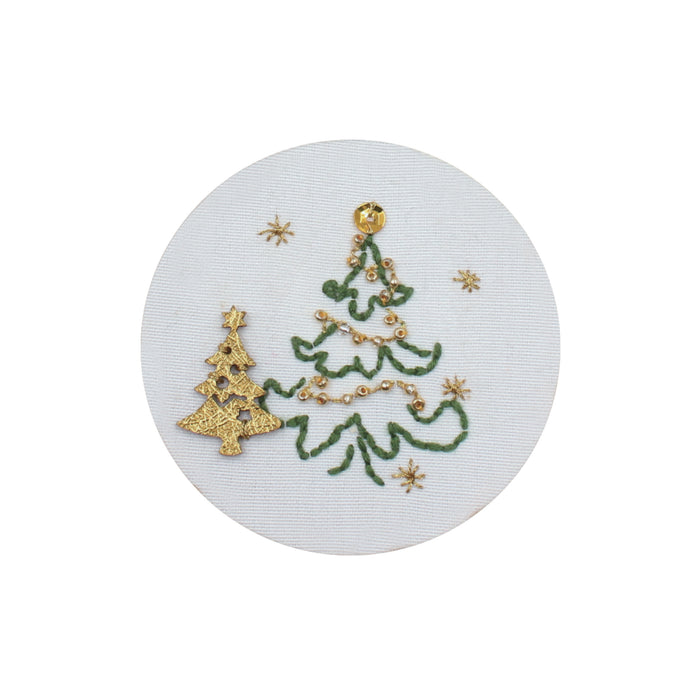 DIY Christmas Embroidery Hoop Kit- Two Christmas Trees 8.8cm