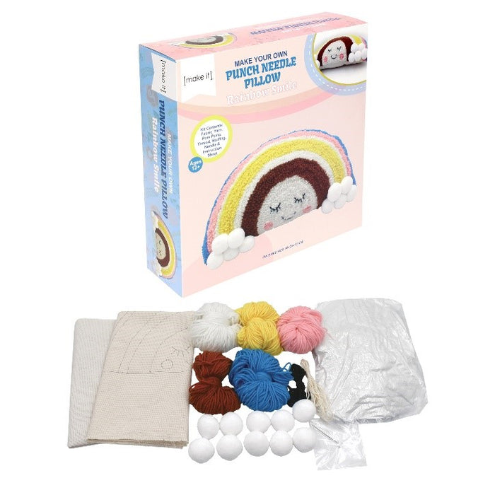 DIY Punch Needle Pillow Kit - Rainbow Smile 40 x 23 x 12 cm