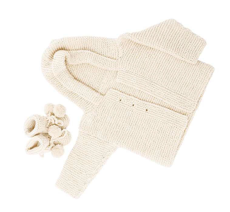 Classic baby cardie and bootie set